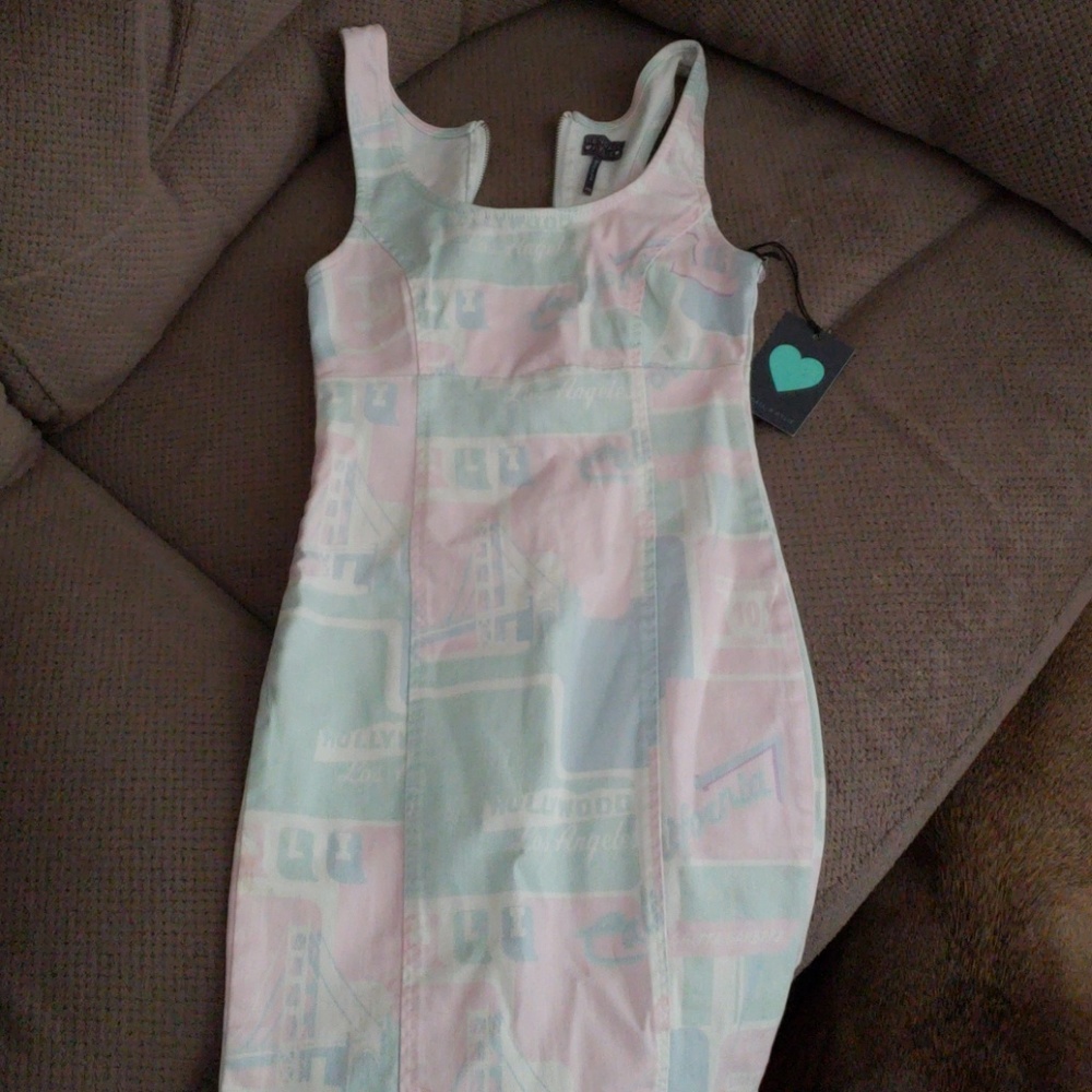 Racerback printed denim dress